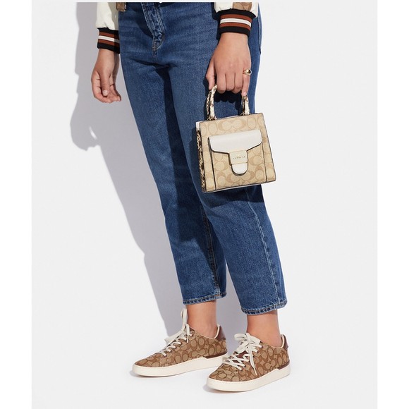 COACH PEPPER Mini Crossbody Signature Canvas Snakeskin Leather C7227 NWT $378 - Picture 12 of 16